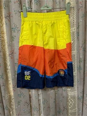 3/$30 Born Fly Neon Colorblock Swim Trunks Boys Medium EUC